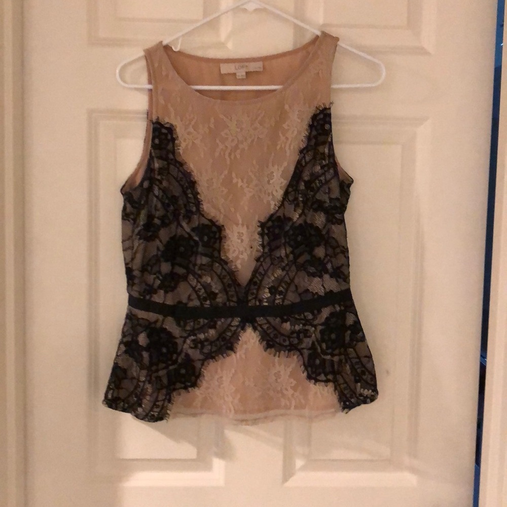 Sleeveless lace blouse, light pink and black